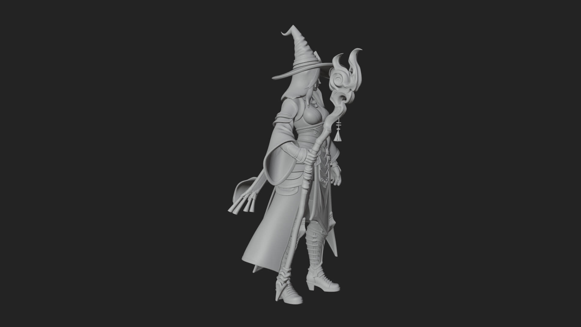 Witch Hat Sorcerer Statue Design 17 3D Print Model 3D Model