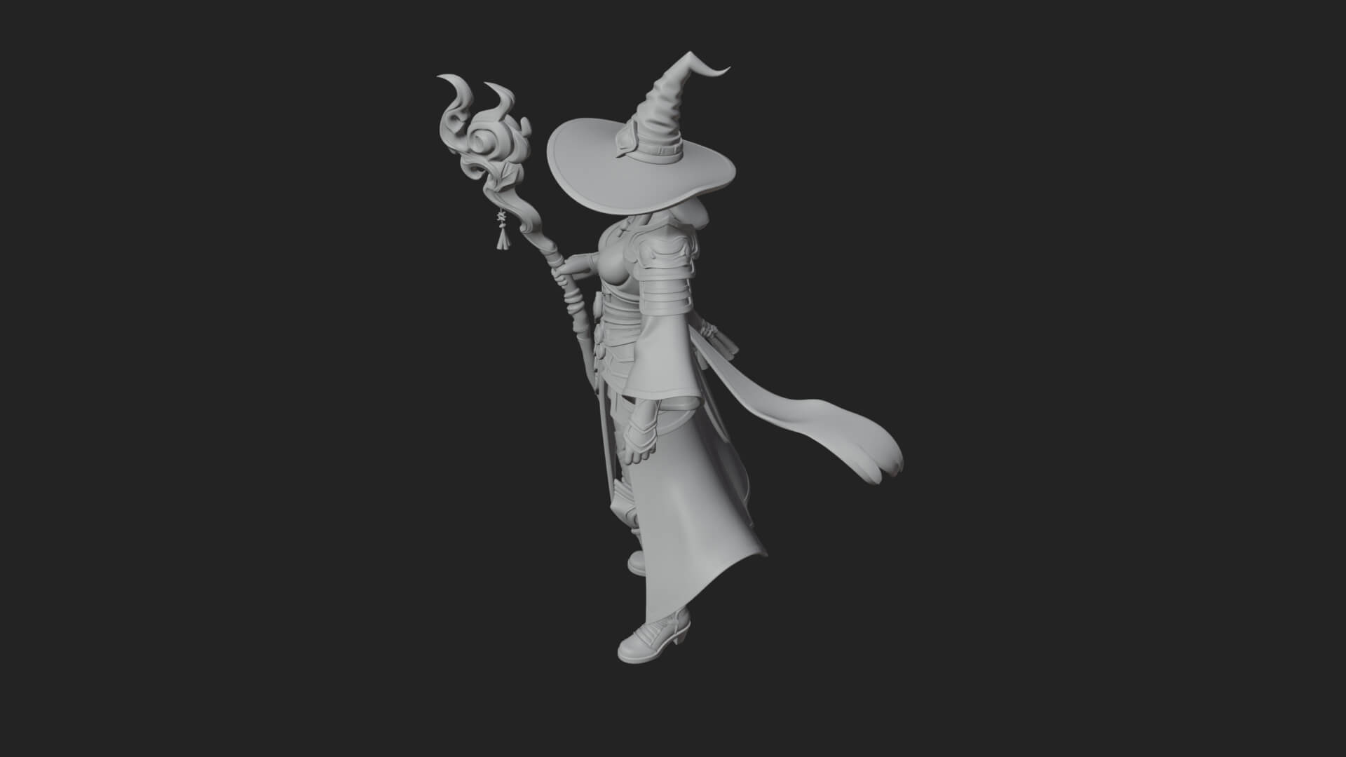 Witch Hat Sorcerer Statue Design 17 3D Print Model 3D Model