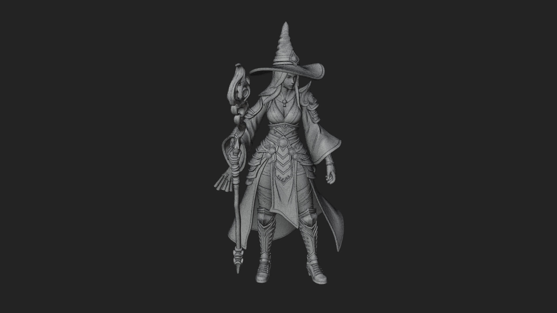 Witch Hat Sorcerer Statue Design 17 3D Print Model 3D Model