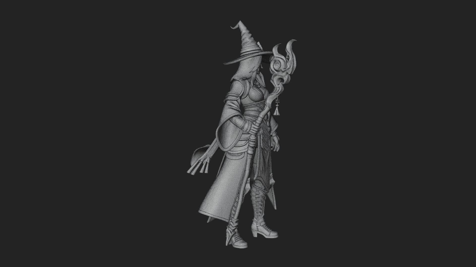 Witch Hat Sorcerer Statue Design 17 3D Print Model 3D Model