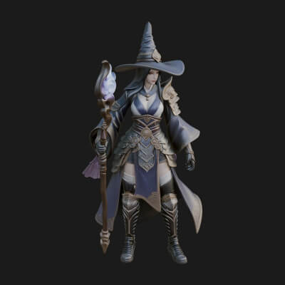 Witch Hat Sorcerer Statue Design 17 3D Print Model