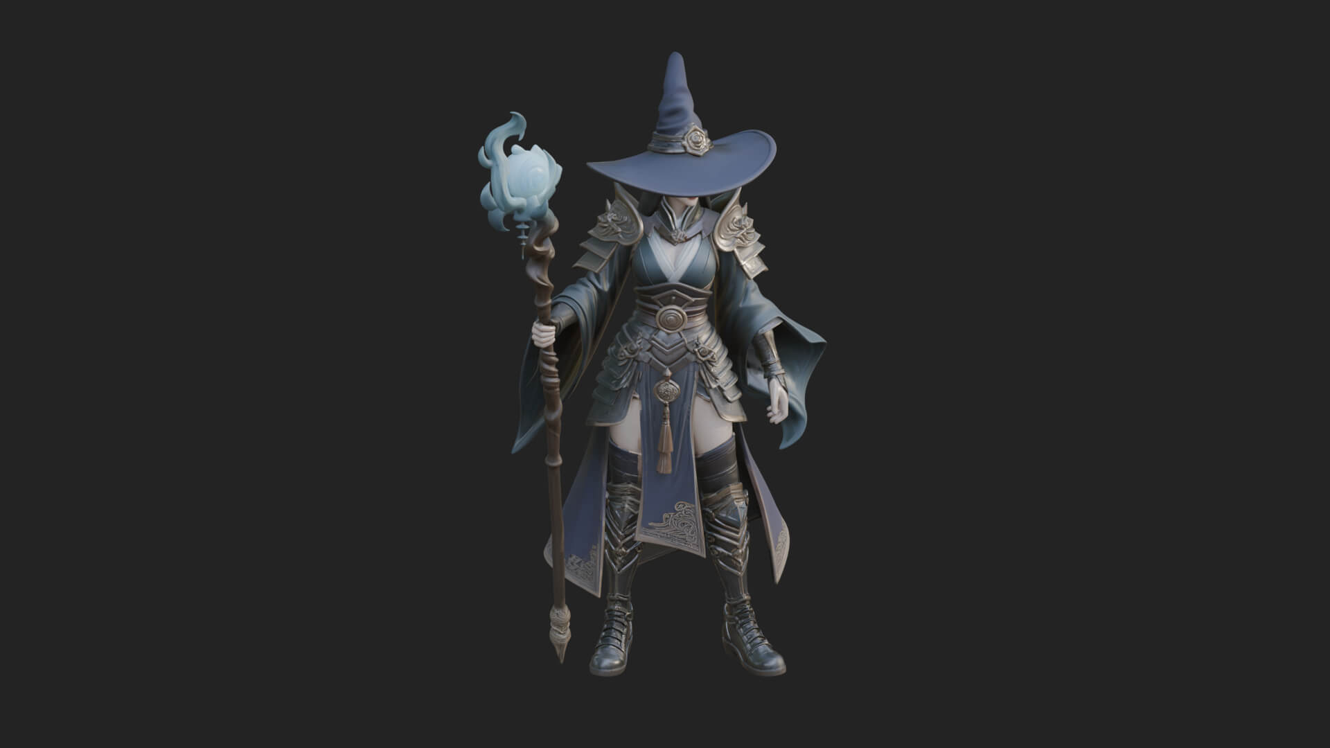 Witch Hat Sorcerer Statue Design 18 3D Print Model 3D Model