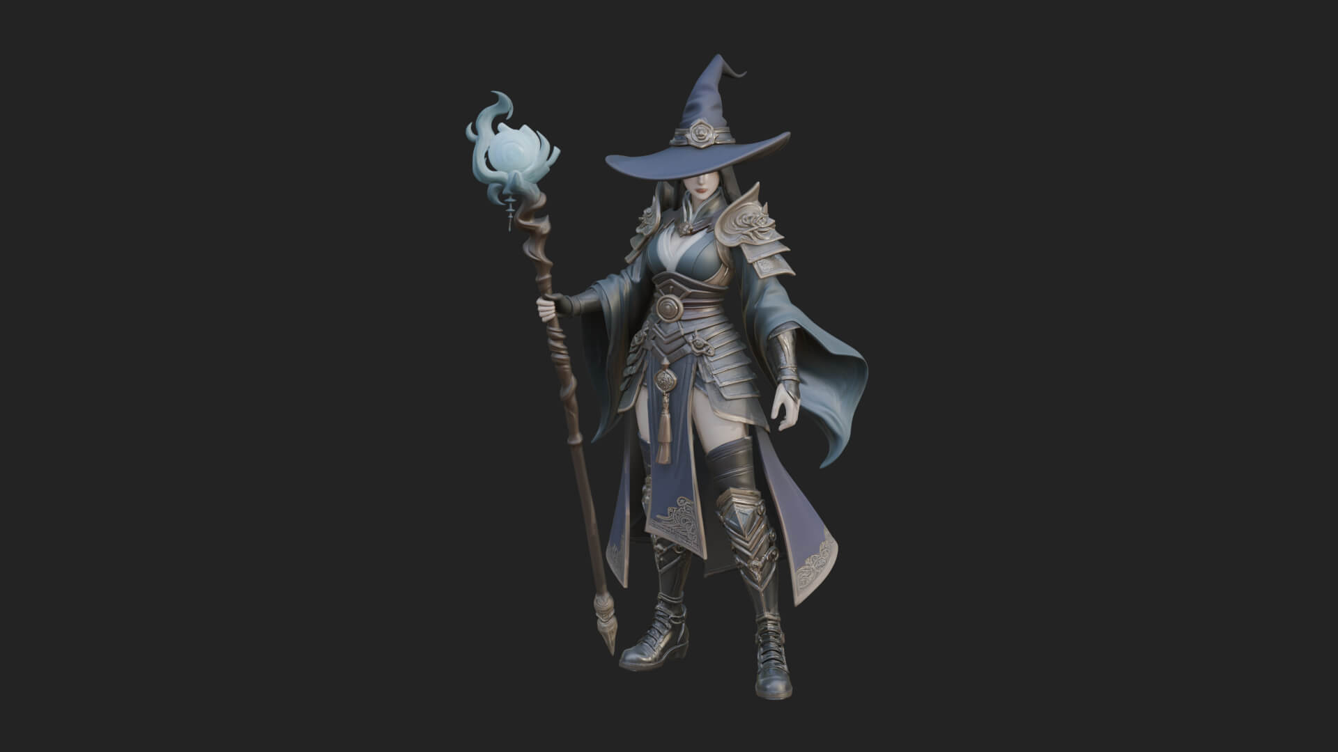 Witch Hat Sorcerer Statue Design 18 3D Print Model 3D Model
