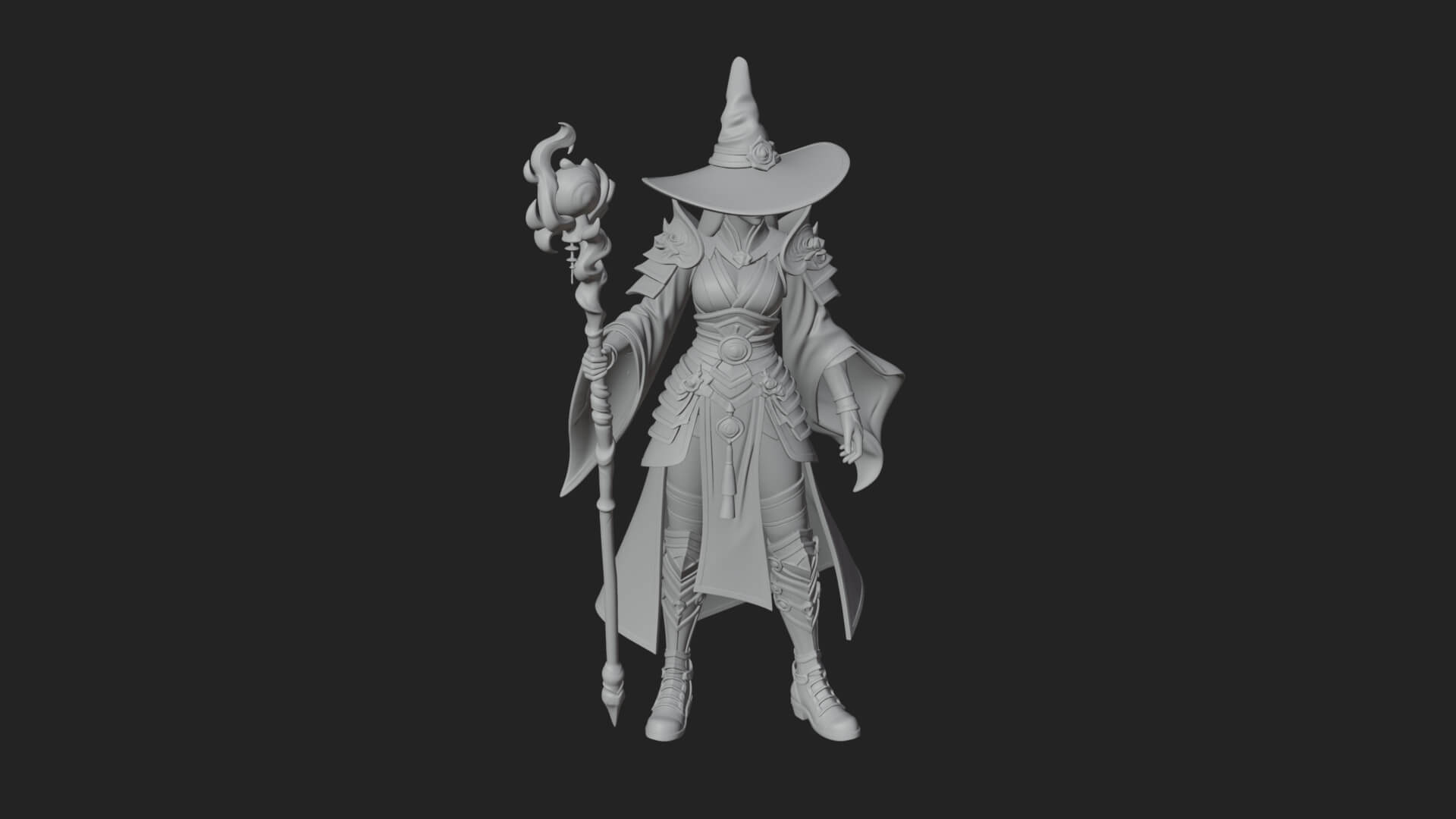 Witch Hat Sorcerer Statue Design 18 3D Print Model 3D Model