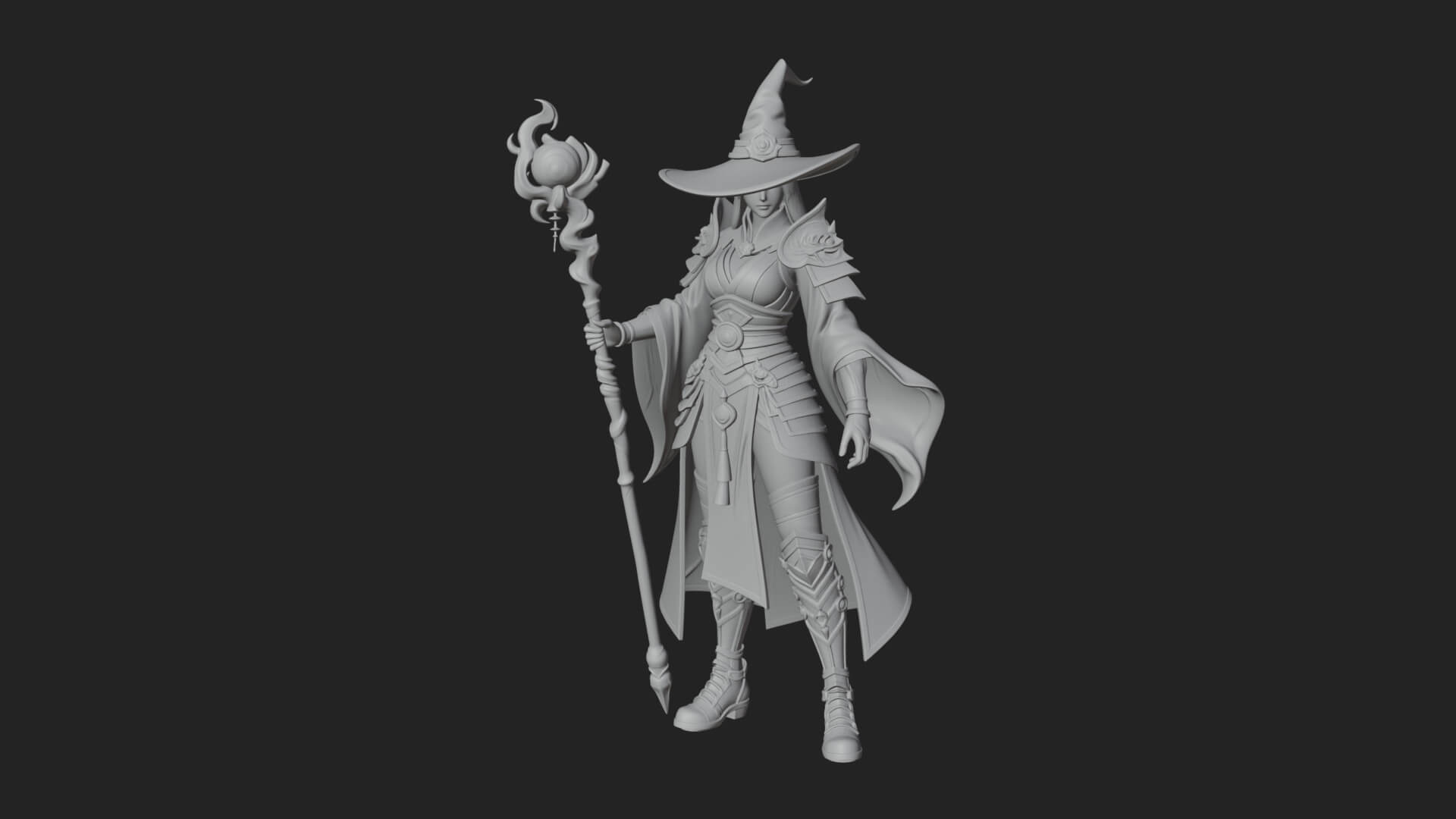 Witch Hat Sorcerer Statue Design 18 3D Print Model 3D Model