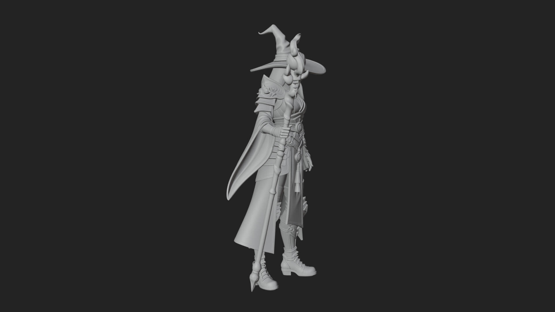 Witch Hat Sorcerer Statue Design 18 3D Print Model 3D Model