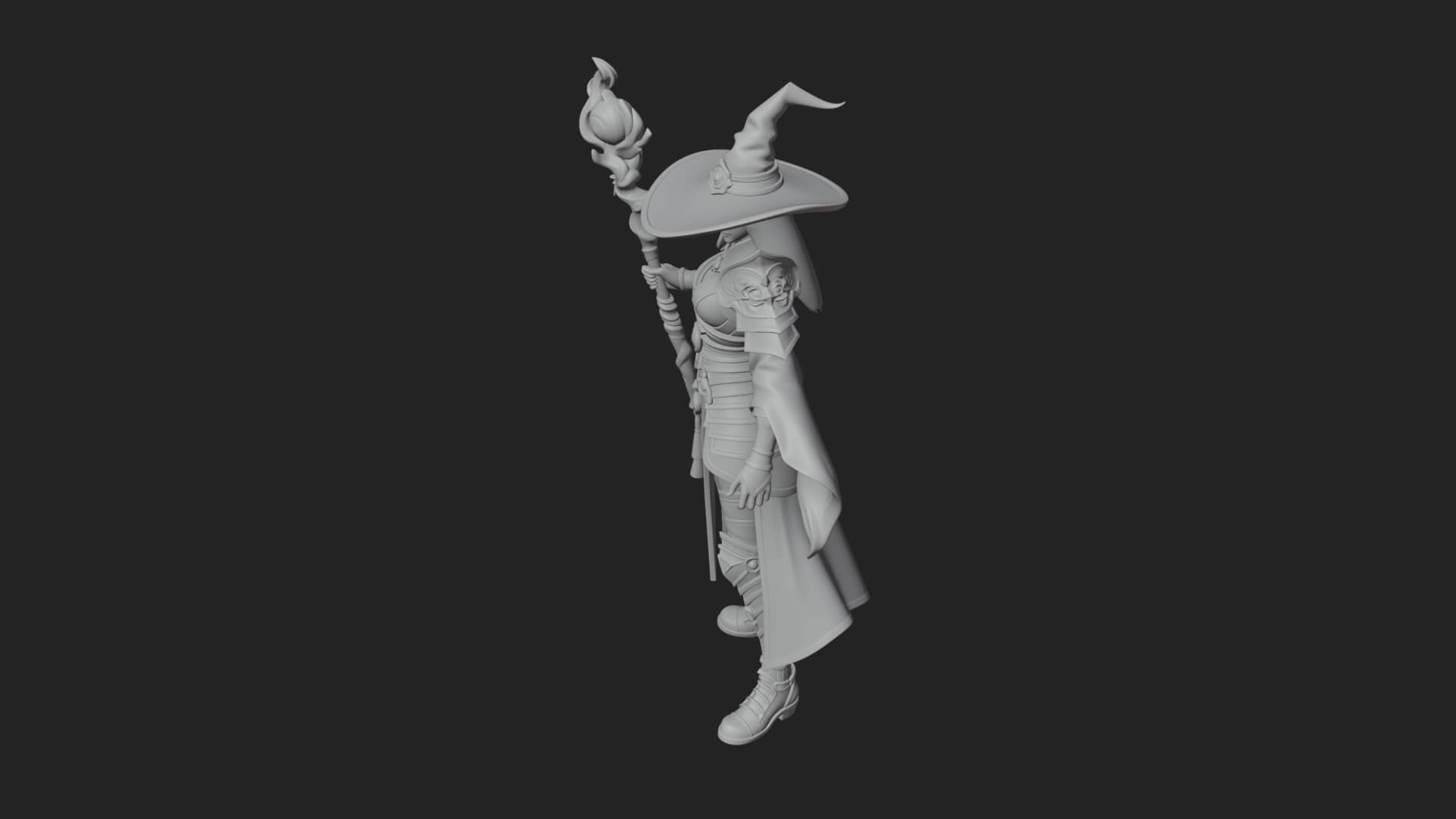 Witch Hat Sorcerer Statue Design 18 3D Print Model 3D Model