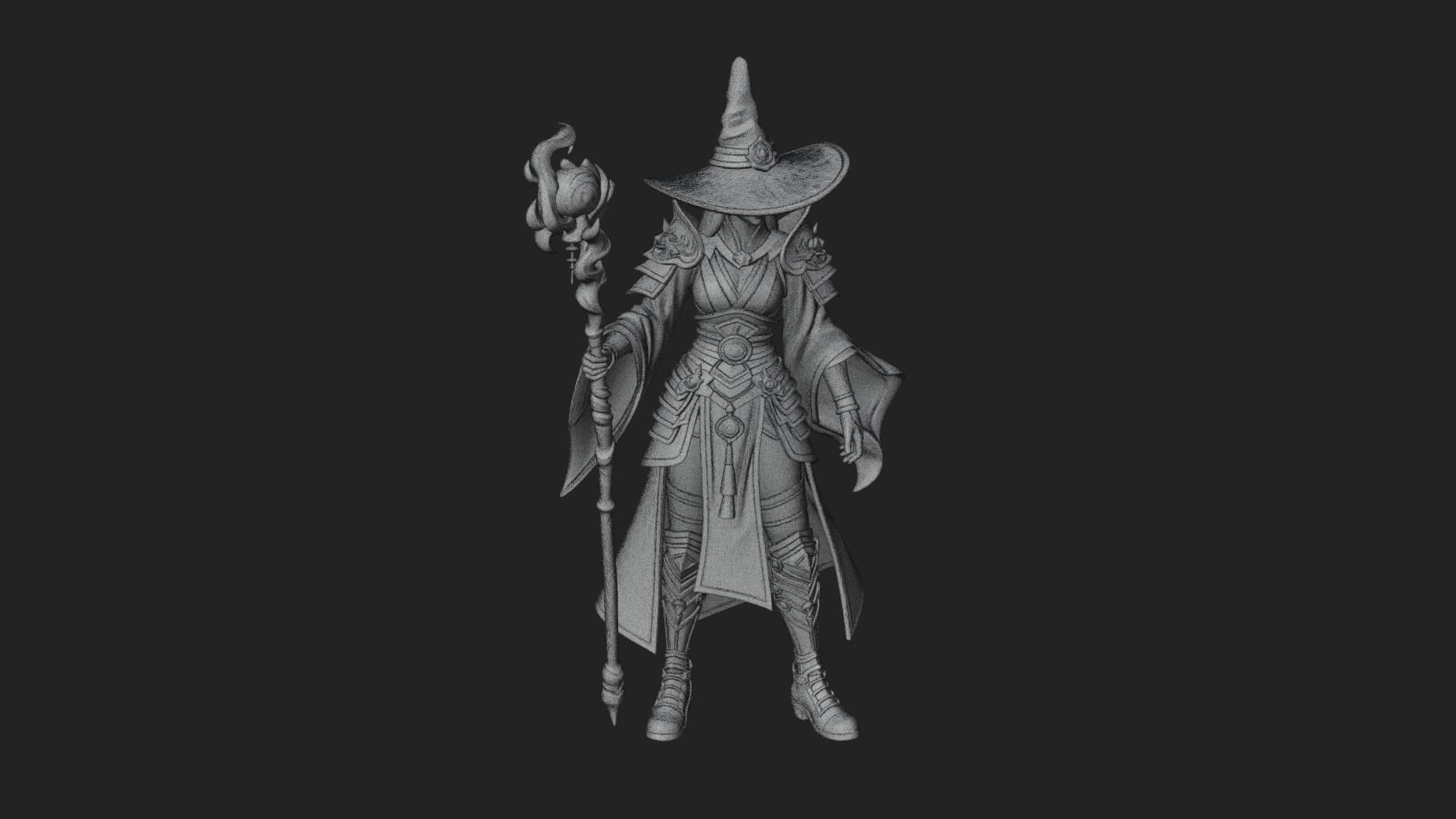 Witch Hat Sorcerer Statue Design 18 3D Print Model 3D Model