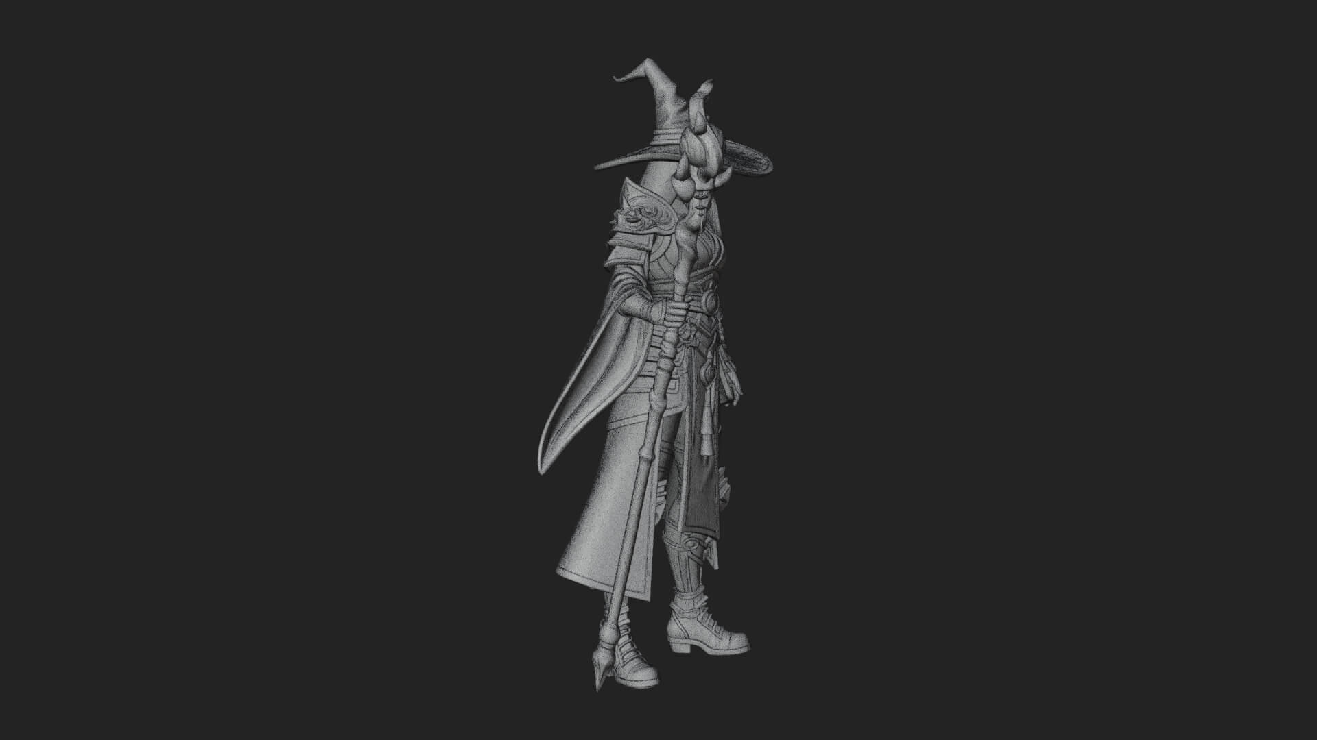 Witch Hat Sorcerer Statue Design 18 3D Print Model 3D Model