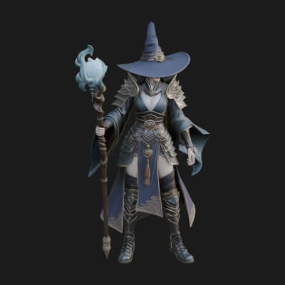 Witch Hat Sorcerer Statue Design 18 3D Print Model