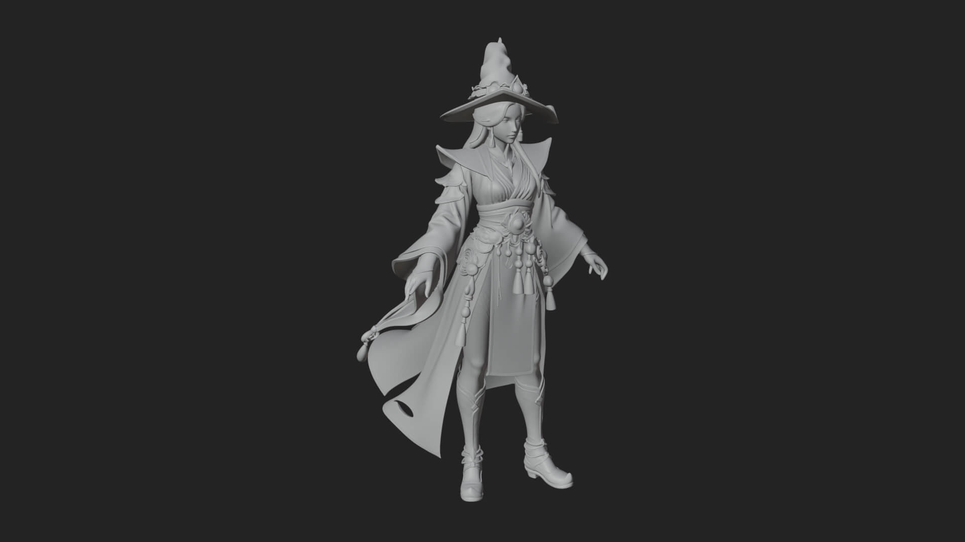 Witch Hat Sorcerer Statue Design 19 3D Print Model 3D Model