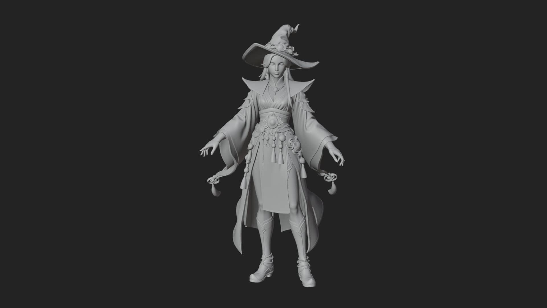 Witch Hat Sorcerer Statue Design 19 3D Print Model 3D Model