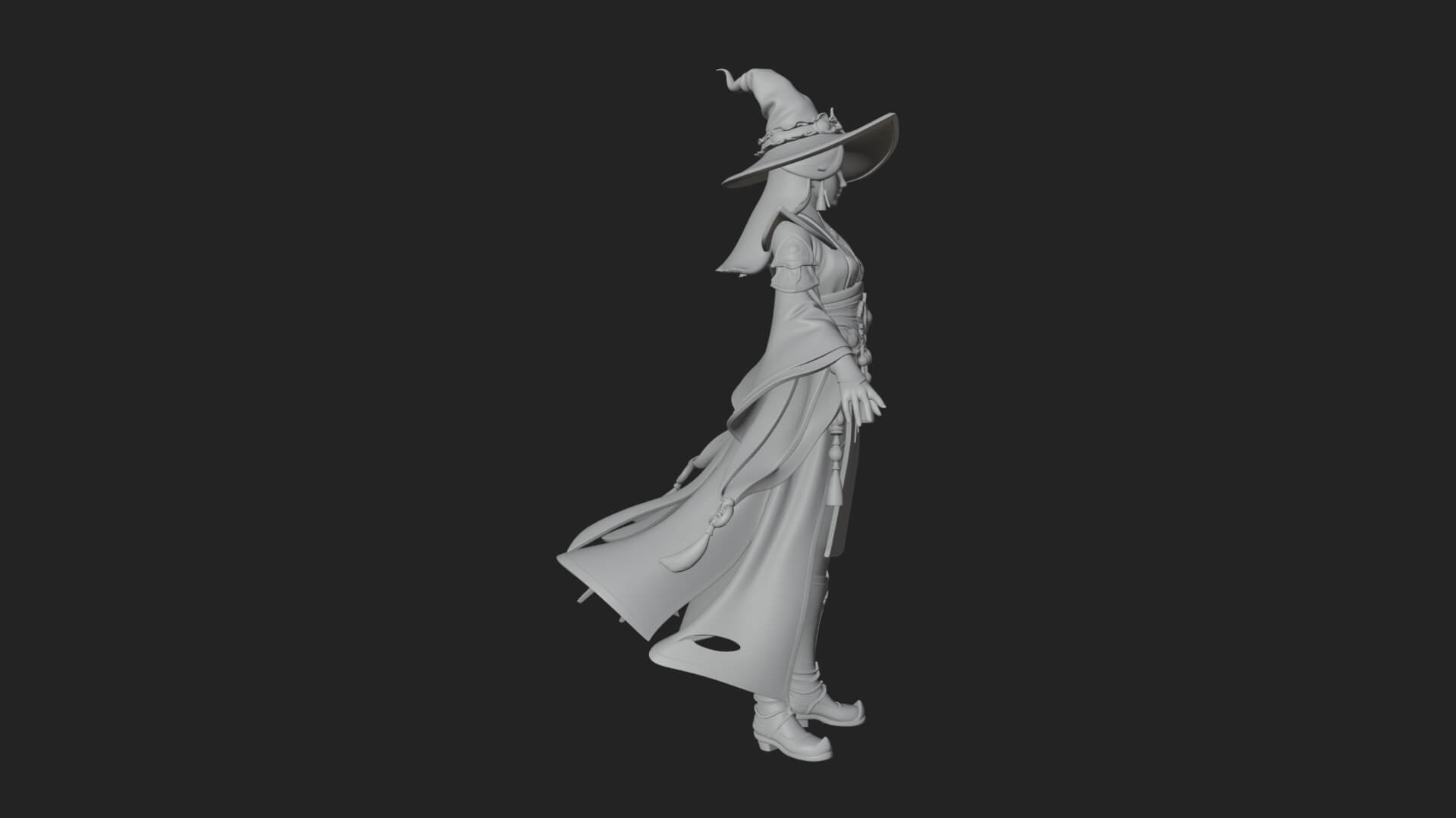 Witch Hat Sorcerer Statue Design 19 3D Print Model 3D Model