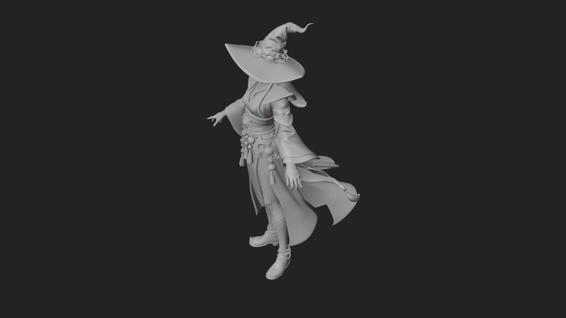 Witch Hat Sorcerer Statue Design 19 3D Print Model 3D Model