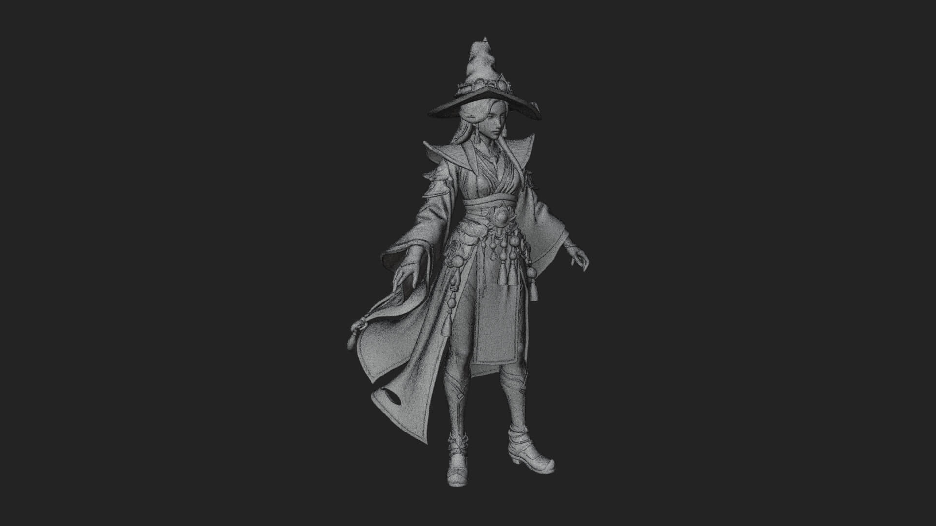 Witch Hat Sorcerer Statue Design 19 3D Print Model 3D Model