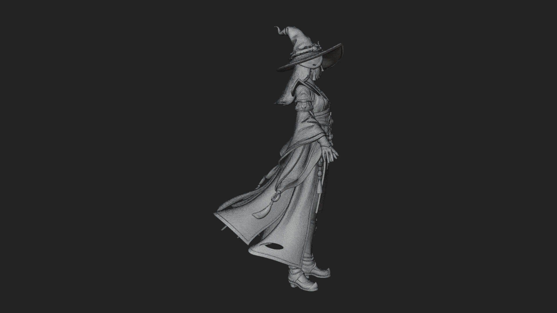 Witch Hat Sorcerer Statue Design 19 3D Print Model 3D Model