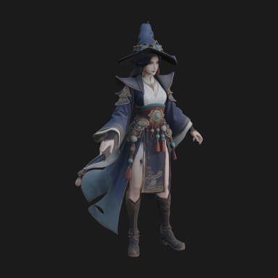 Witch Hat Sorcerer Statue Design 19 3D Print Model