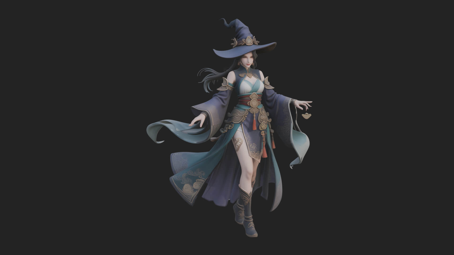 Witch Hat Sorcerer Statue Design 20 3D Print Model 3D Model