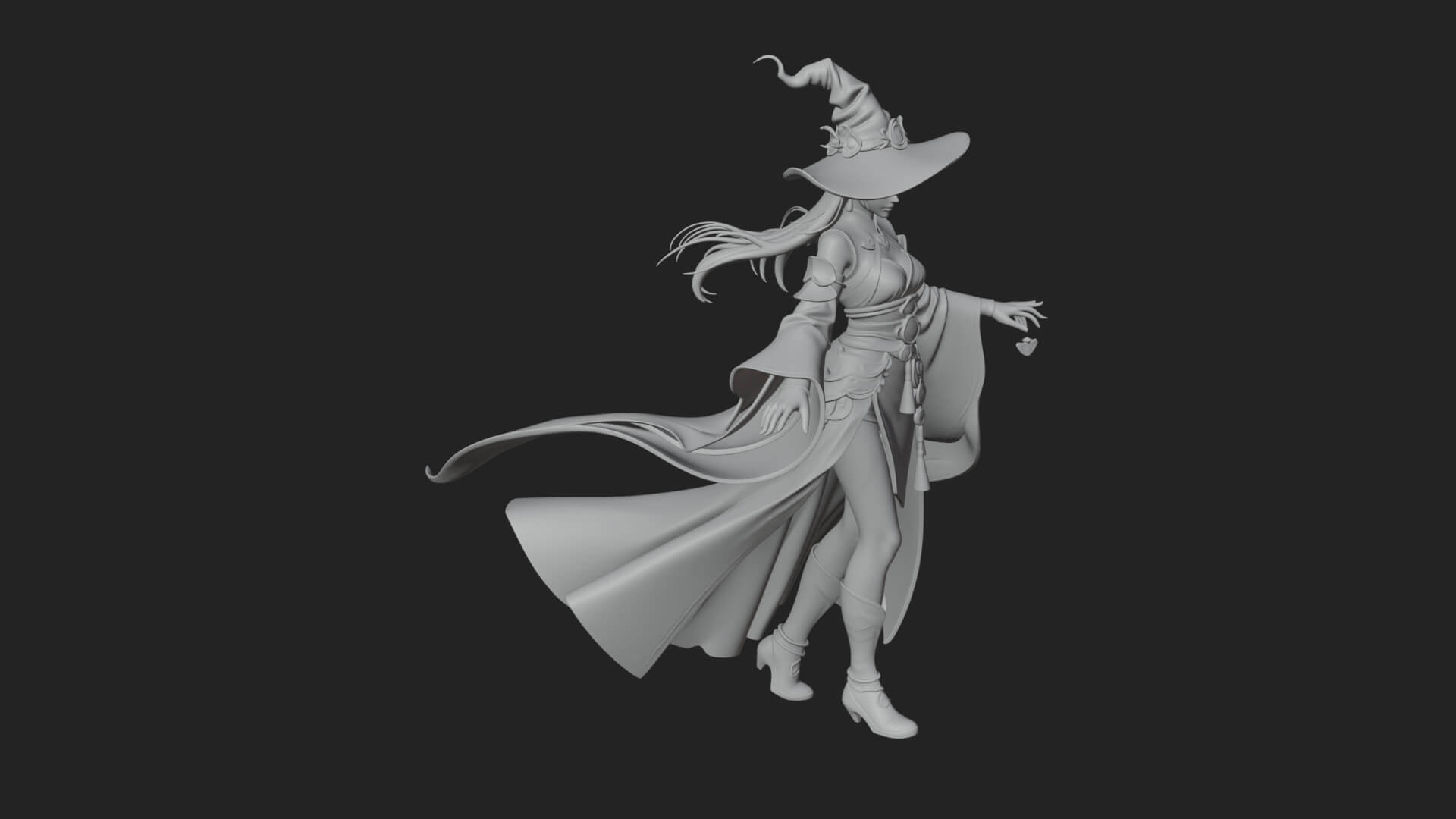 Witch Hat Sorcerer Statue Design 20 3D Print Model 3D Model