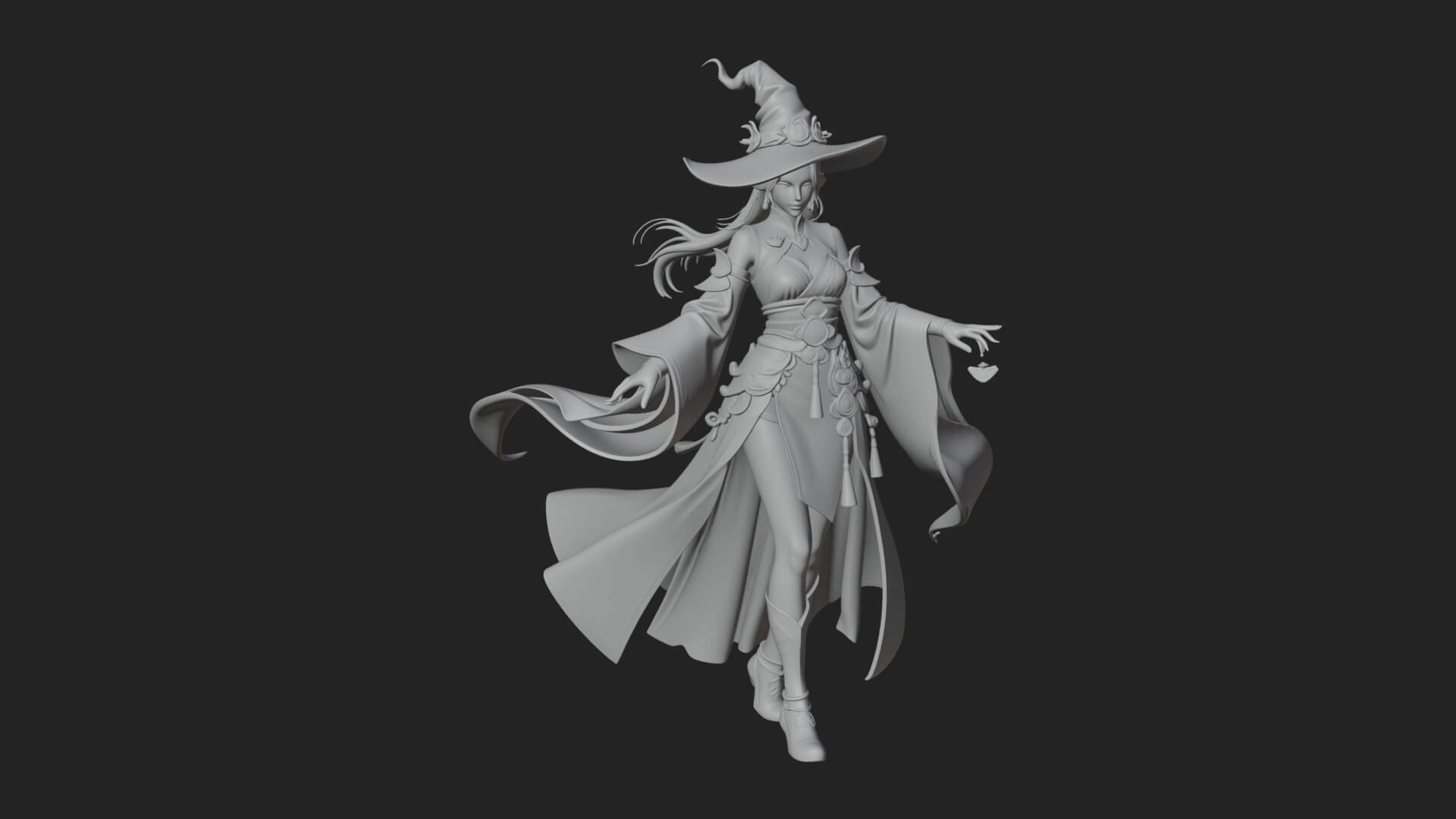 Witch Hat Sorcerer Statue Design 20 3D Print Model 3D Model