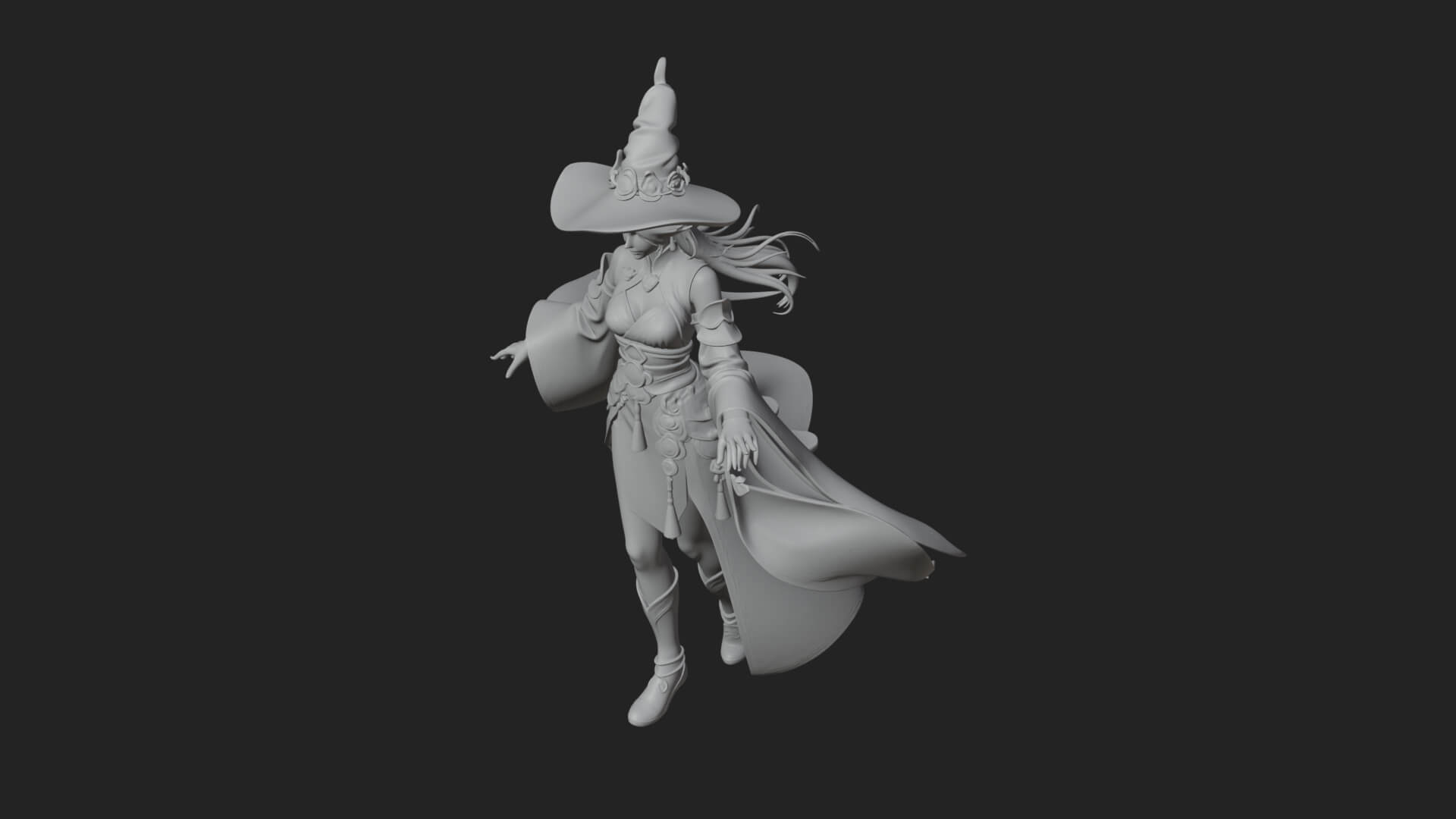 Witch Hat Sorcerer Statue Design 20 3D Print Model 3D Model
