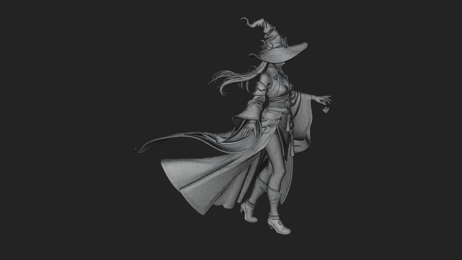 Witch Hat Sorcerer Statue Design 20 3D Print Model 3D Model