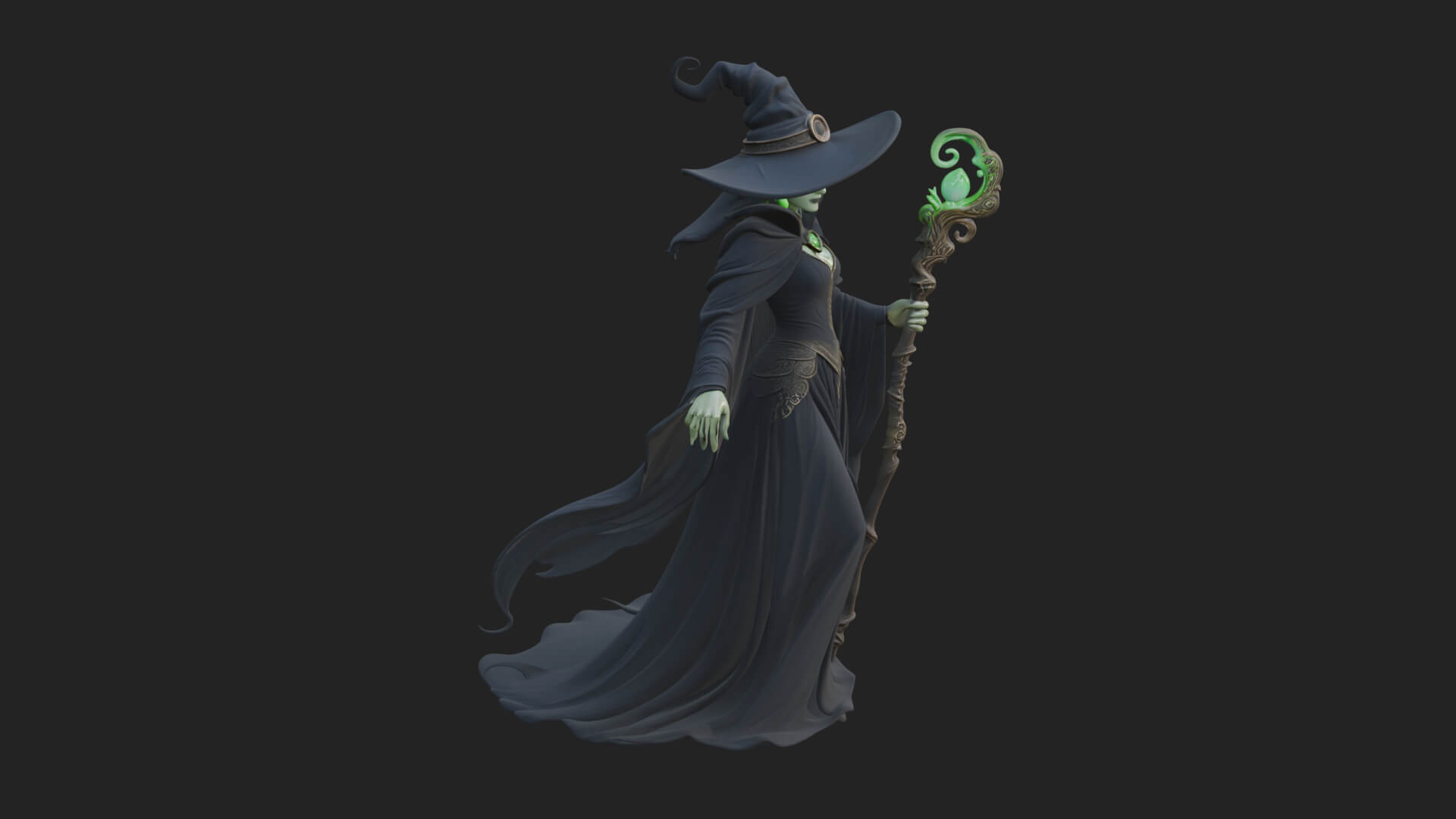 Witch Hat Sorcerer Statue Design 21 3D Print Model 3D Model