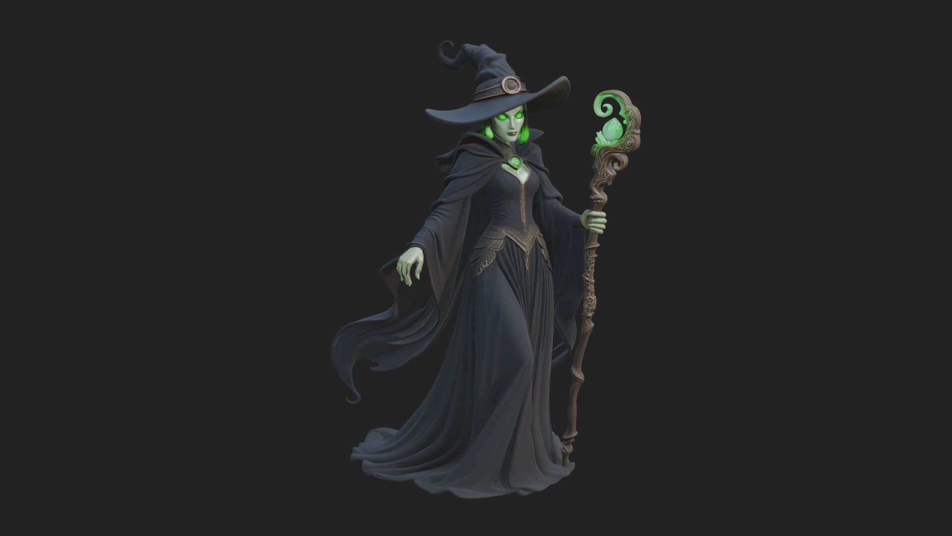 Witch Hat Sorcerer Statue Design 21 3D Print Model 3D Model