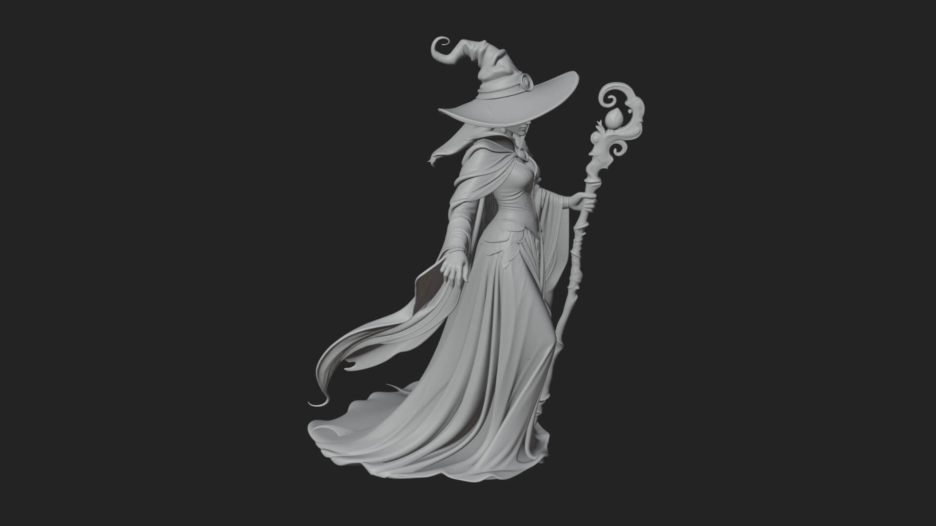 Witch Hat Sorcerer Statue Design 21 3D Print Model 3D Model