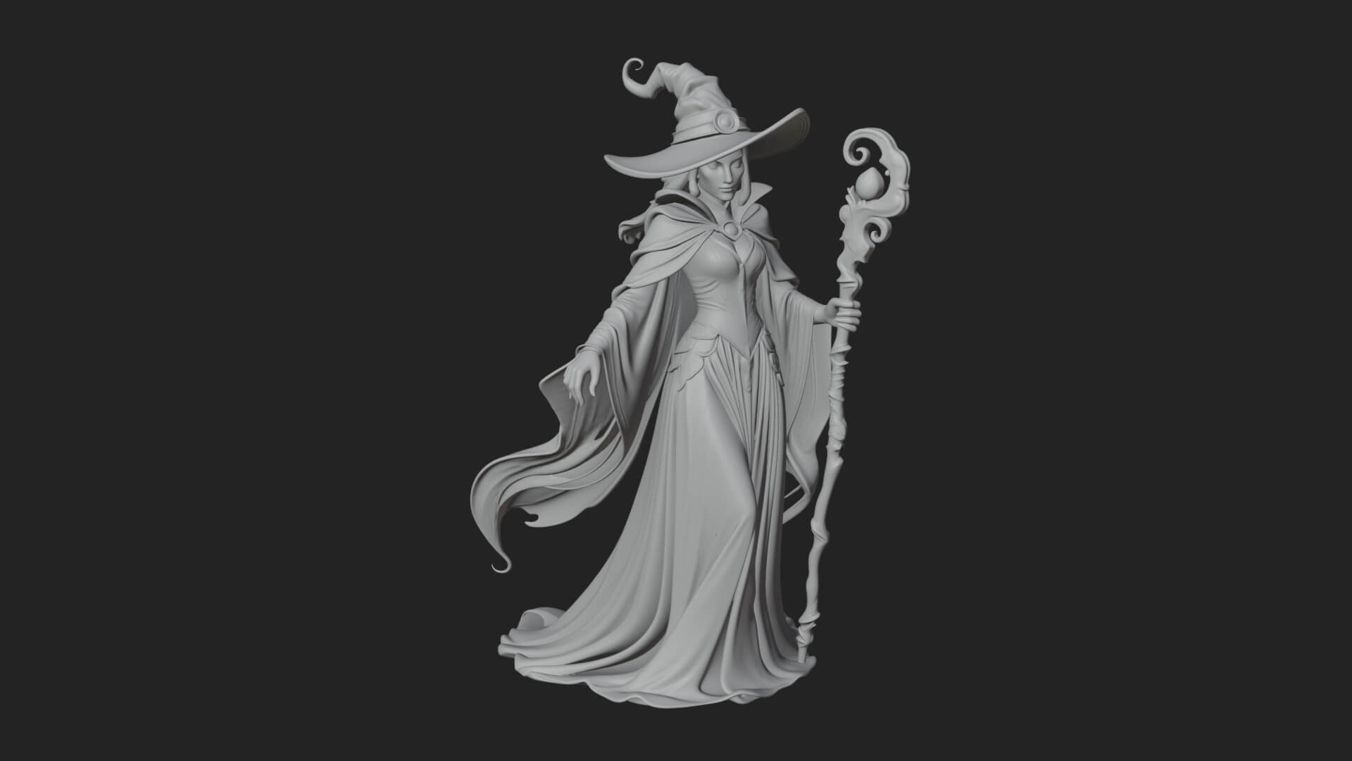 Witch Hat Sorcerer Statue Design 21 3D Print Model 3D Model