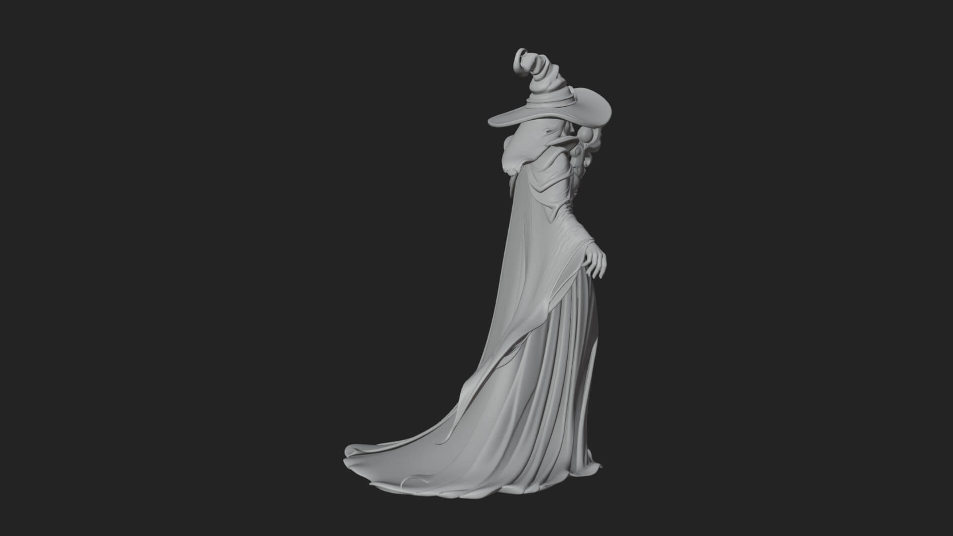Witch Hat Sorcerer Statue Design 21 3D Print Model 3D Model