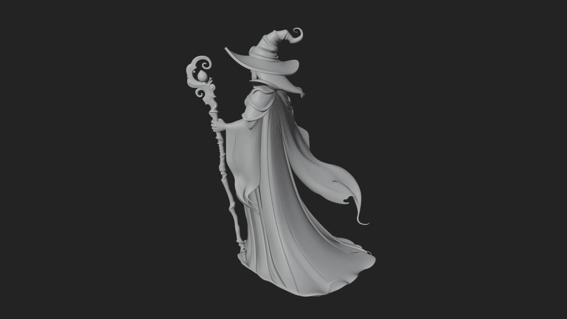 Witch Hat Sorcerer Statue Design 21 3D Print Model 3D Model