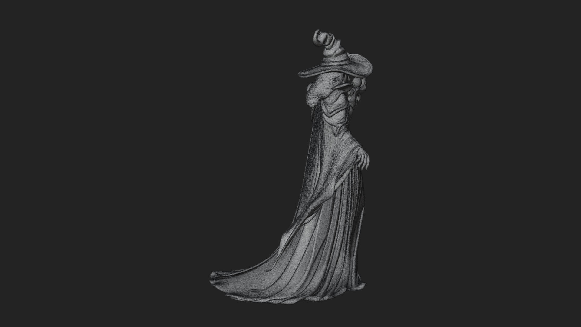 Witch Hat Sorcerer Statue Design 21 3D Print Model 3D Model