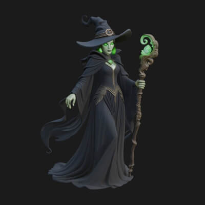 Witch Hat Sorcerer Statue Design 21 3D Print Model