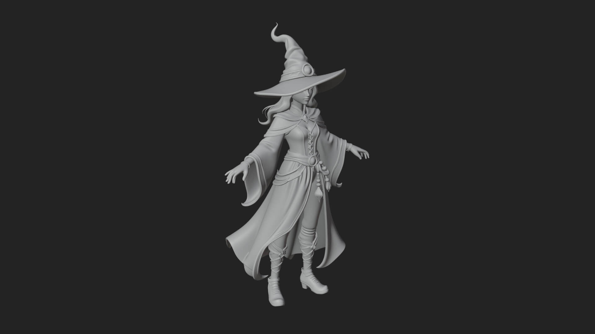 Witch Hat Sorcerer Statue Design 22 3D Print Model 3D Model