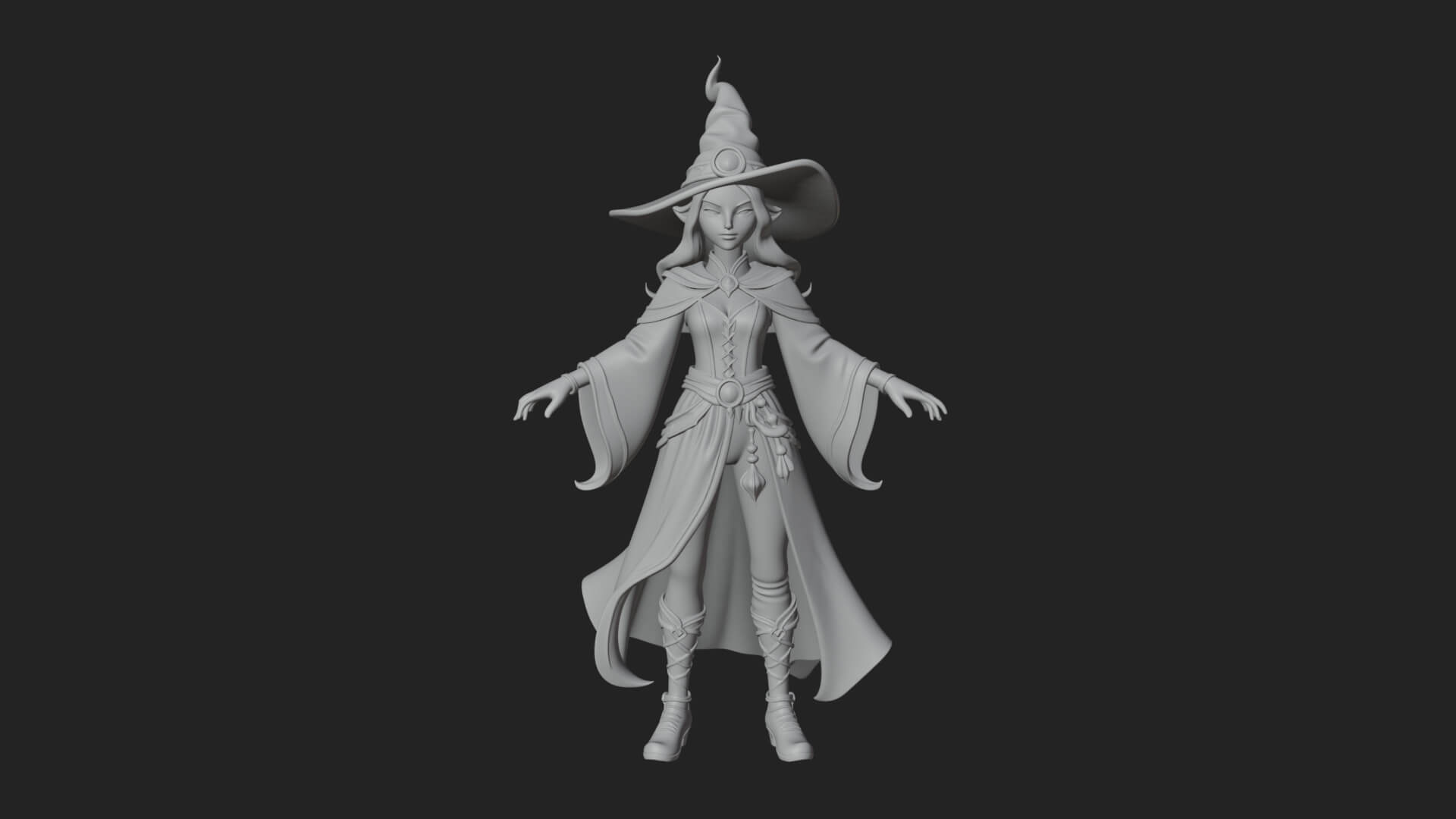 Witch Hat Sorcerer Statue Design 22 3D Print Model 3D Model