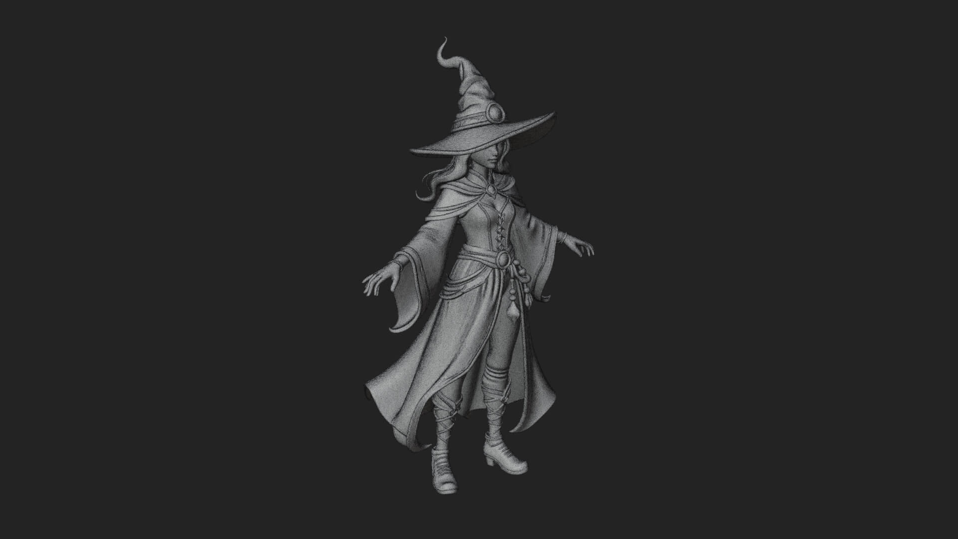 Witch Hat Sorcerer Statue Design 22 3D Print Model 3D Model