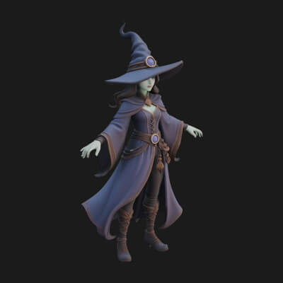 Witch Hat Sorcerer Statue Design 22 3D Print Model