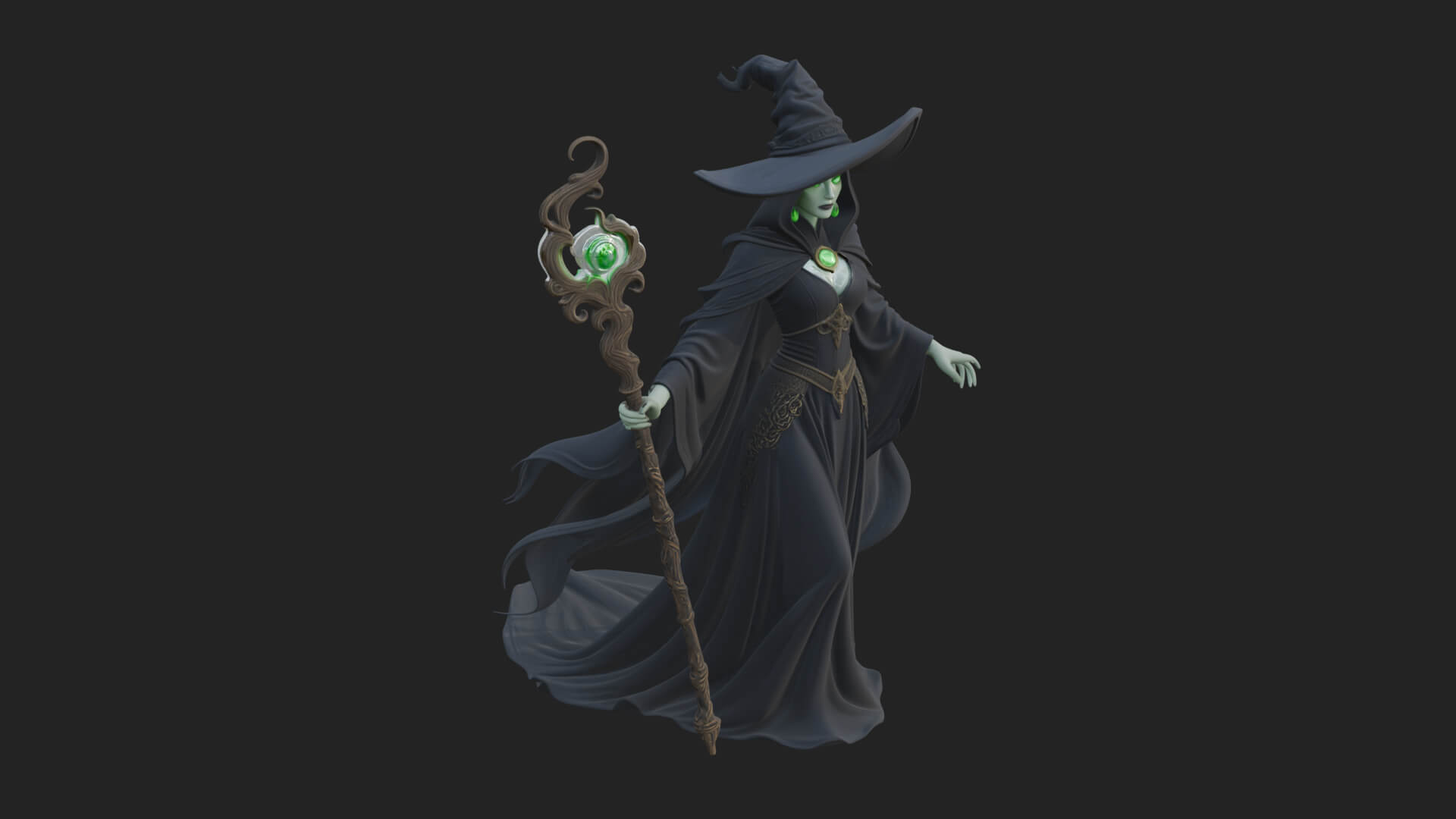 Witch Hat Sorcerer Statue Design 23 3D Print Model 3D Model