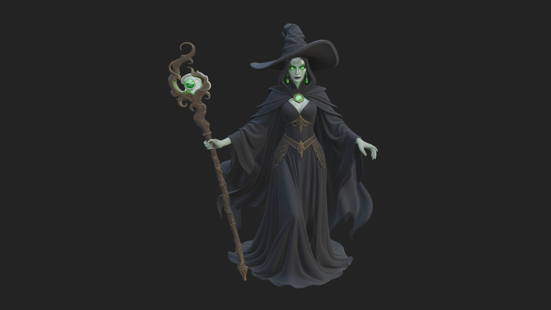 Witch Hat Sorcerer Statue Design 23 3D Print Model 3D Model