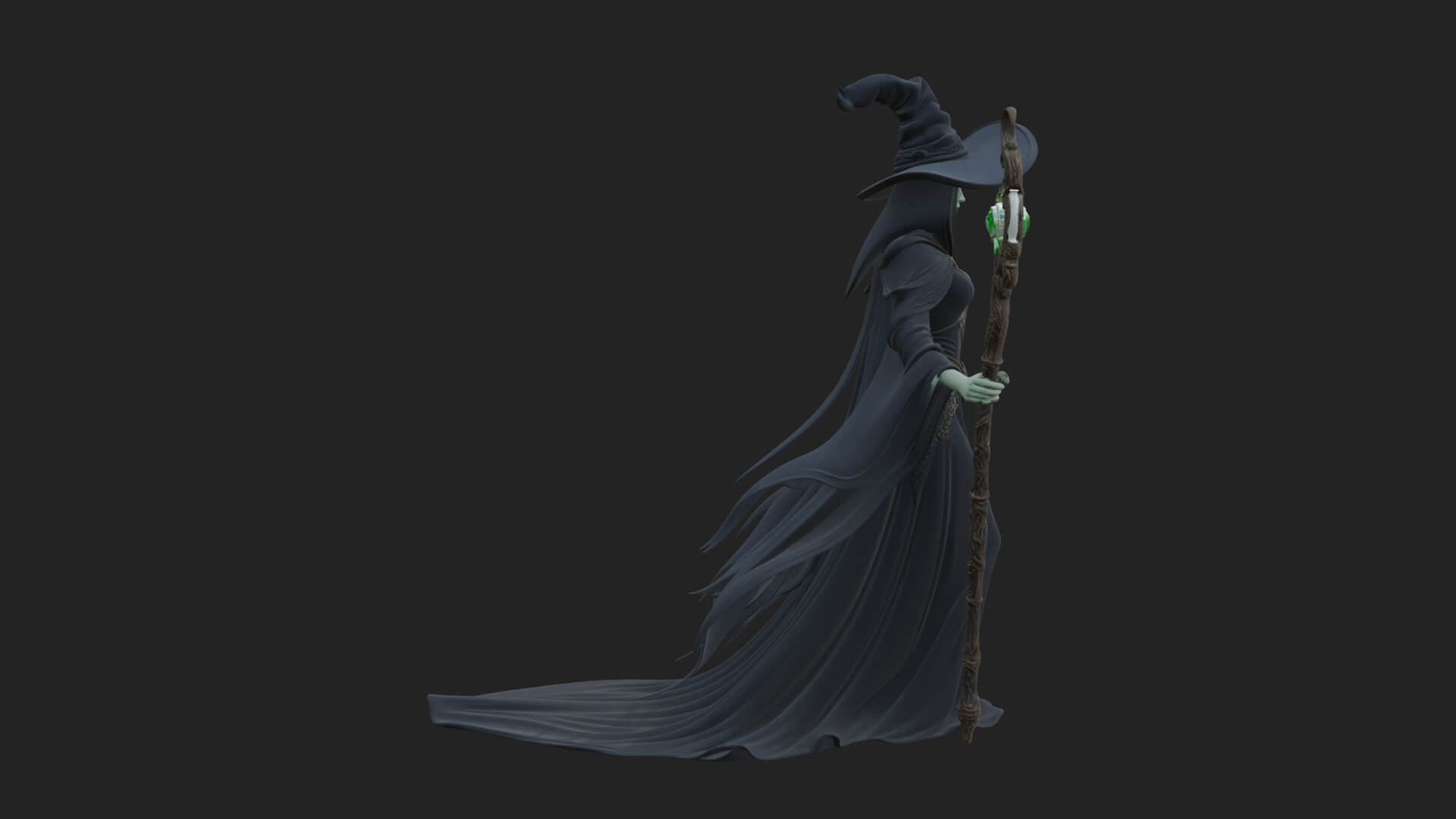 Witch Hat Sorcerer Statue Design 23 3D Print Model 3D Model