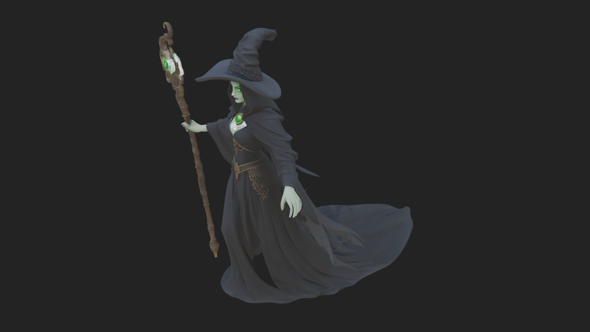 Witch Hat Sorcerer Statue Design 23 3D Print Model 3D Model
