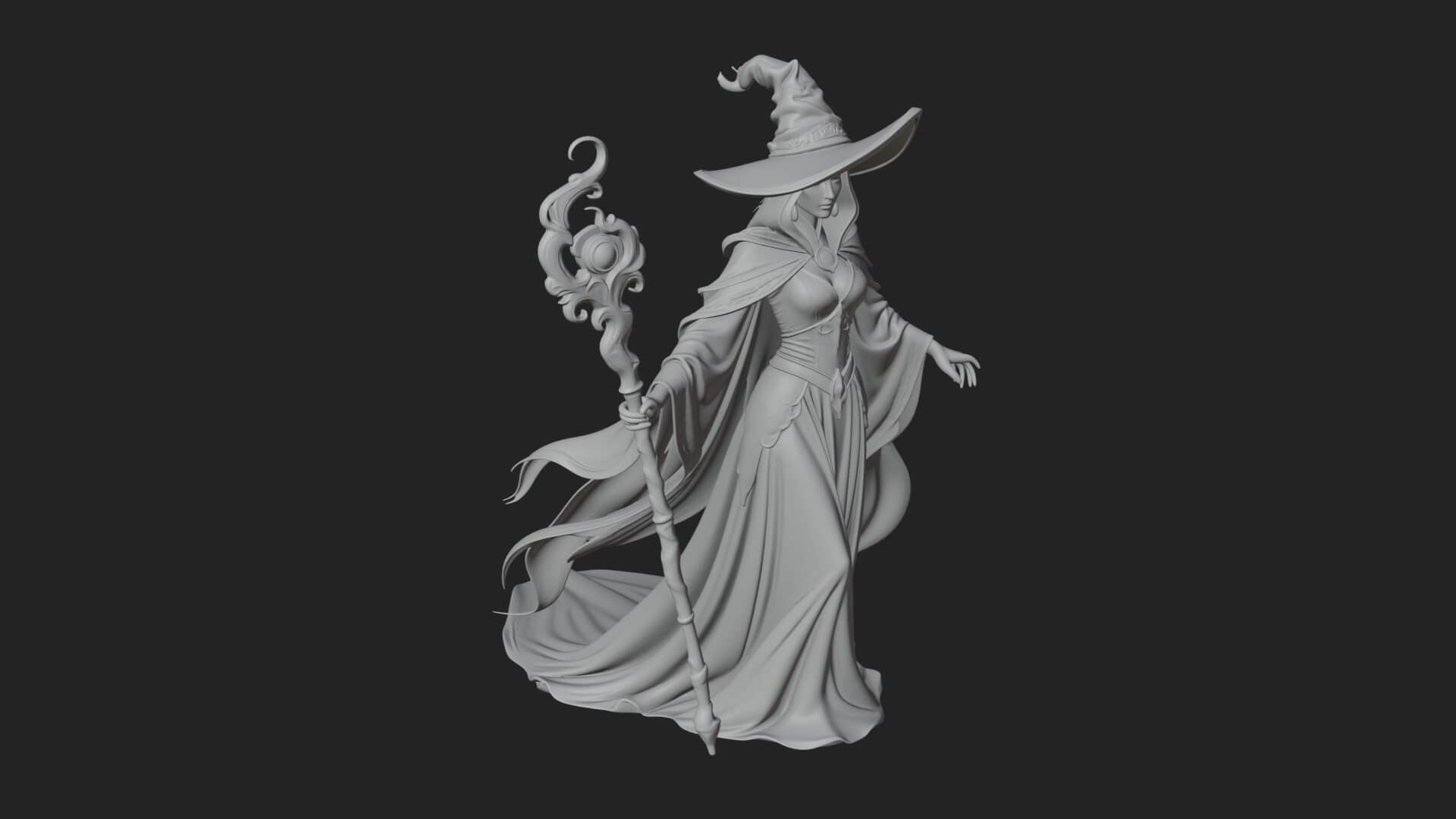 Witch Hat Sorcerer Statue Design 23 3D Print Model 3D Model