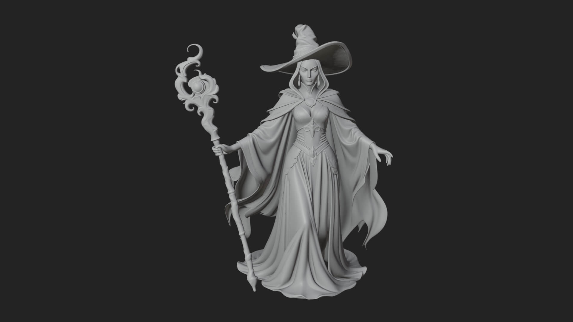 Witch Hat Sorcerer Statue Design 23 3D Print Model 3D Model