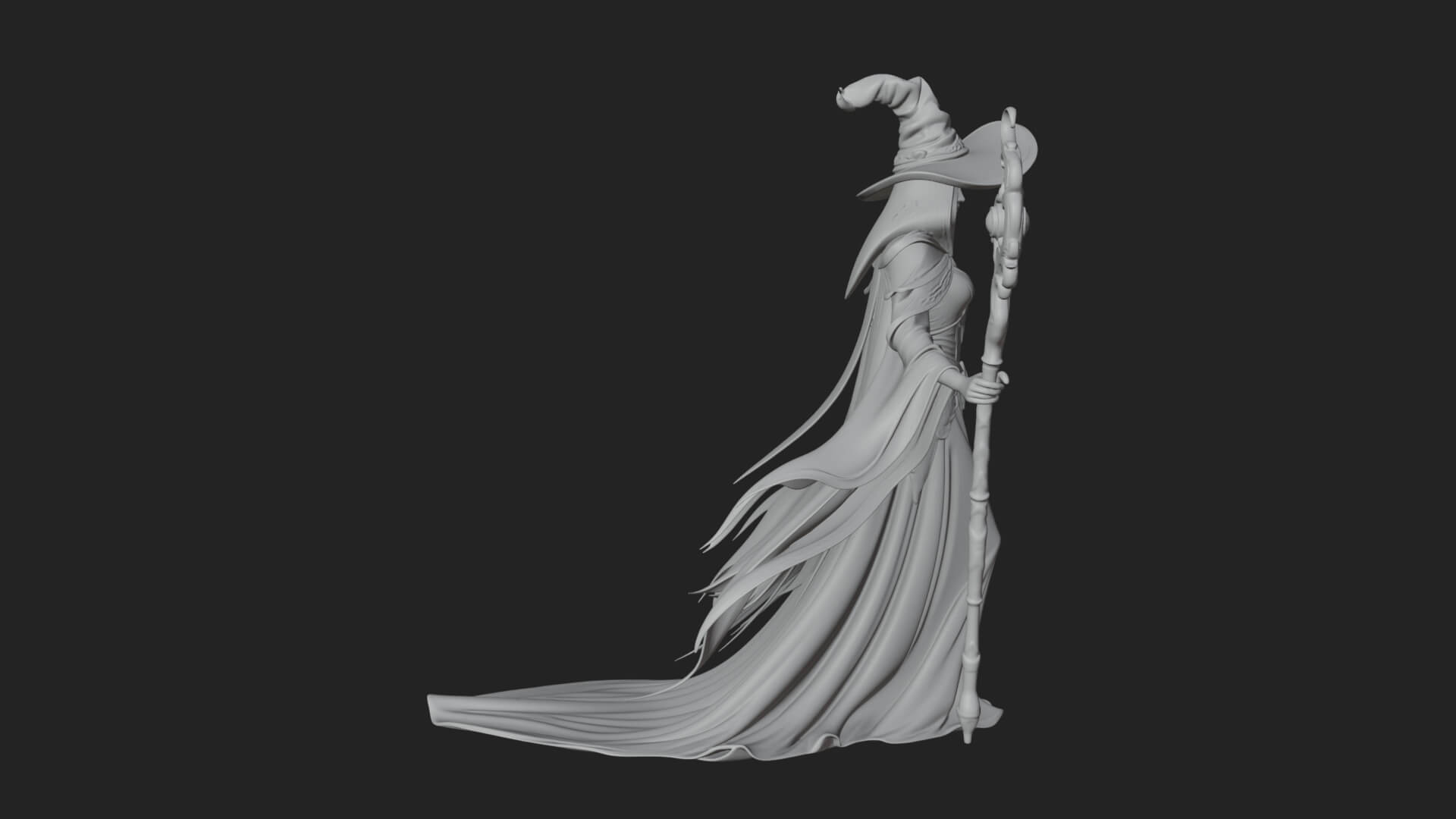 Witch Hat Sorcerer Statue Design 23 3D Print Model 3D Model