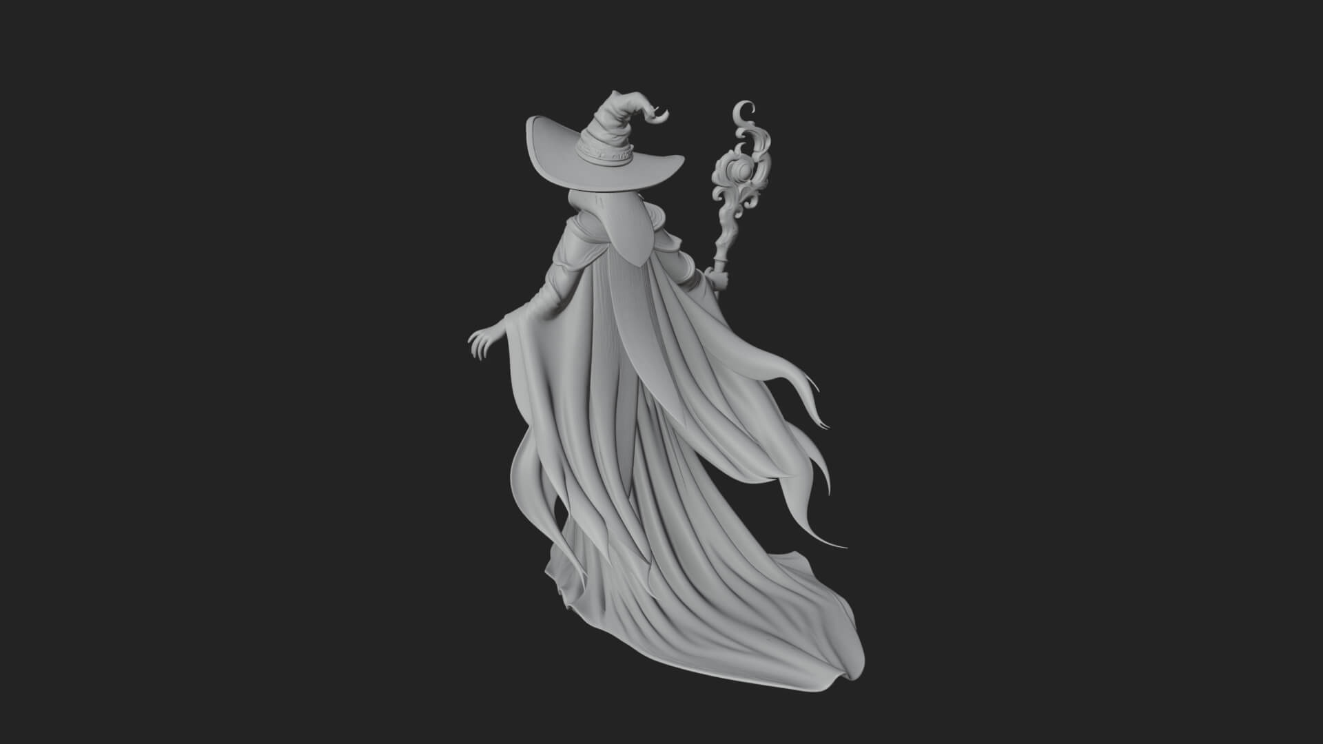 Witch Hat Sorcerer Statue Design 23 3D Print Model 3D Model