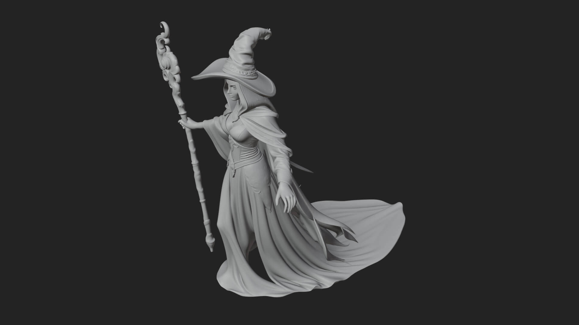 Witch Hat Sorcerer Statue Design 23 3D Print Model 3D Model