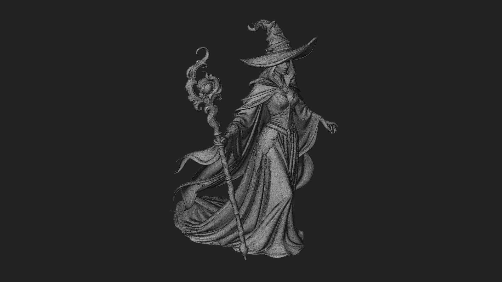Witch Hat Sorcerer Statue Design 23 3D Print Model 3D Model