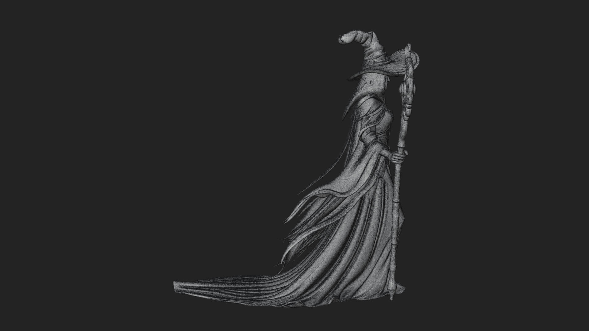 Witch Hat Sorcerer Statue Design 23 3D Print Model 3D Model