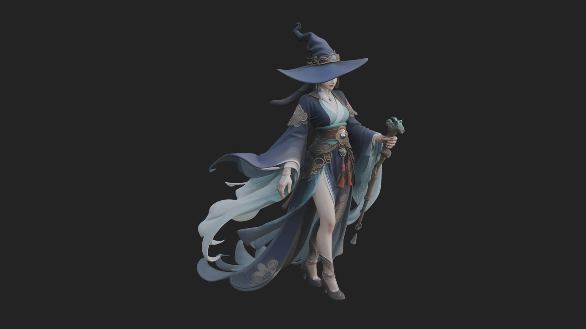 Witch Hat Sorcerer Statue Design 24 3D Print Model 3D Model